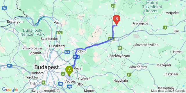 Map: Budapest Airport (BUD), Ferihegy, Liszt Ferenc to Petőfibánya