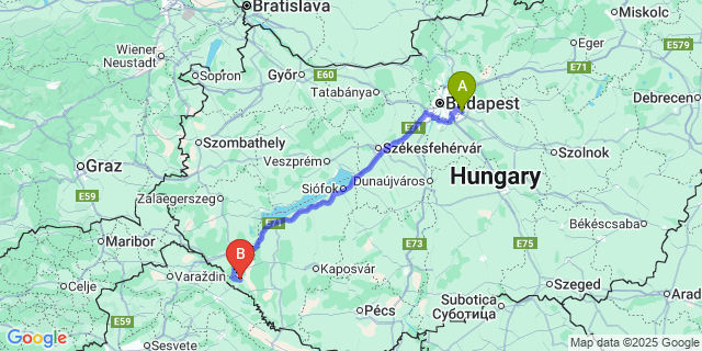 Map: Budapest Airport (BUD), Ferihegy, Liszt Ferenc to Porrog