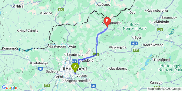 Map: Budapest Airport (BUD), Ferihegy, Liszt Ferenc to Rákóczibánya