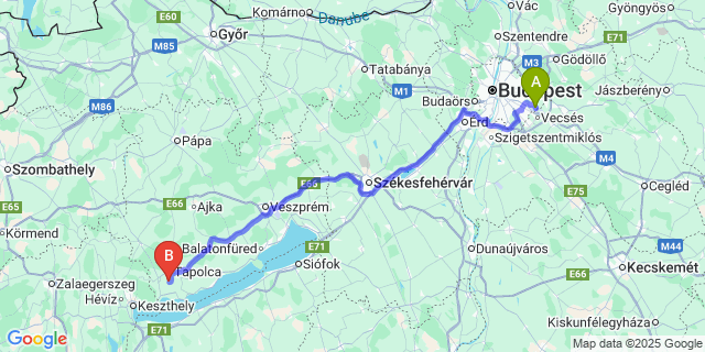 Map: Budapest Airport (BUD), Ferihegy, Liszt Ferenc to Raposka