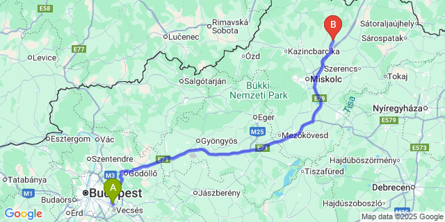 Map: Budapest Airport (BUD), Ferihegy, Liszt Ferenc to Rásonysápberencs