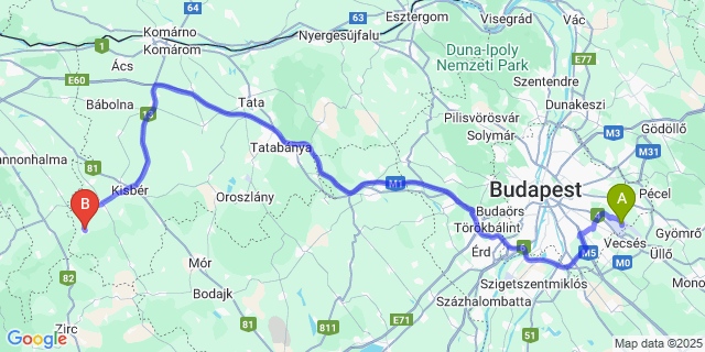 Map: Budapest Airport (BUD), Ferihegy, Liszt Ferenc to Réde