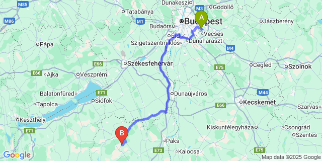 Map: Budapest Airport (BUD), Ferihegy, Liszt Ferenc to Regöly