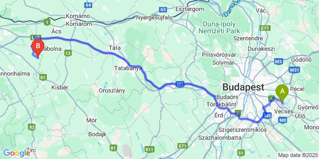 Map: Budapest Airport (BUD), Ferihegy, Liszt Ferenc to Rétalap
