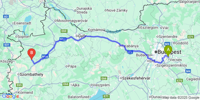 Map: Budapest Airport (BUD), Ferihegy, Liszt Ferenc to Sajtoskál