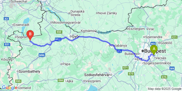 Map: Budapest Airport (BUD), Ferihegy, Liszt Ferenc to Sarród