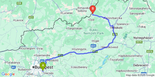 Map: Budapest Airport (BUD), Ferihegy, Liszt Ferenc to Serényfalva