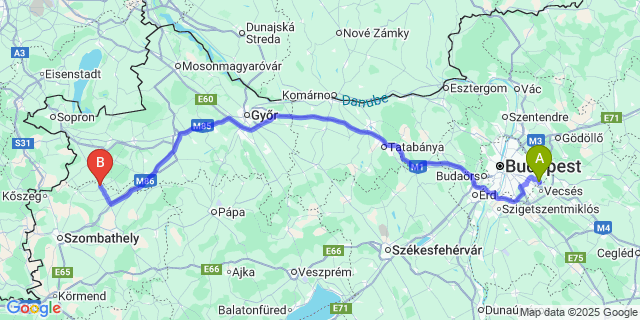 Map: Budapest Airport (BUD), Ferihegy, Liszt Ferenc to Simaság