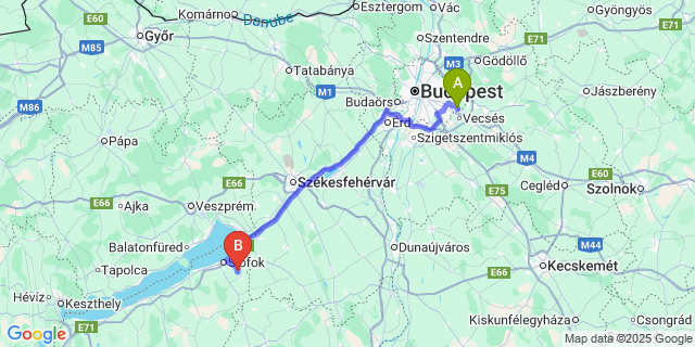 Map: Budapest Airport (BUD), Ferihegy, Liszt Ferenc to Siójut