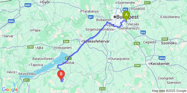 Map: Budapest Airport (BUD), Ferihegy, Liszt Ferenc to Somogyegres