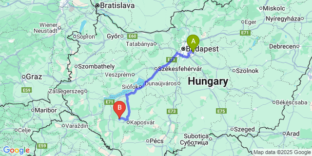 Map: Budapest Airport (BUD), Ferihegy, Liszt Ferenc to Somogysárd