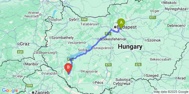 Map: Budapest Airport (BUD), Ferihegy, Liszt Ferenc to Somogyszob