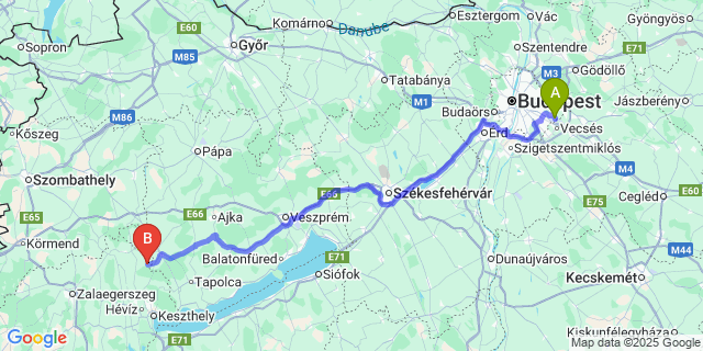 Map: Budapest Airport (BUD), Ferihegy, Liszt Ferenc to Sümegcsehi