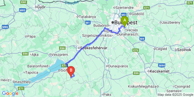 Map: Budapest Airport (BUD), Ferihegy, Liszt Ferenc to Szabadhídvég