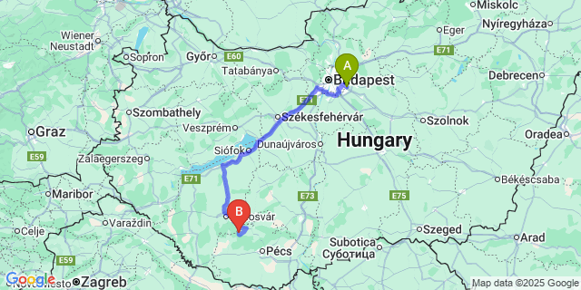 Map: Budapest Airport (BUD), Ferihegy, Liszt Ferenc to Szágy