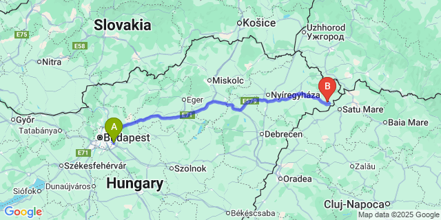 Map: Budapest Airport (BUD), Ferihegy, Liszt Ferenc to Szamostatárfalva