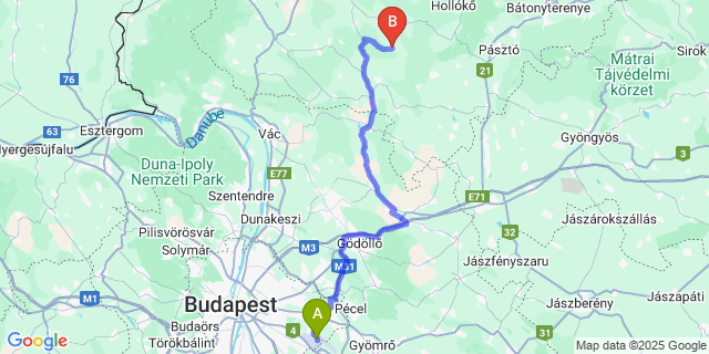 Map: Budapest Airport (BUD), Ferihegy, Liszt Ferenc to Szanda