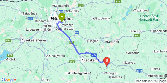 Map: Budapest Airport (BUD), Ferihegy, Liszt Ferenc to Szelevény