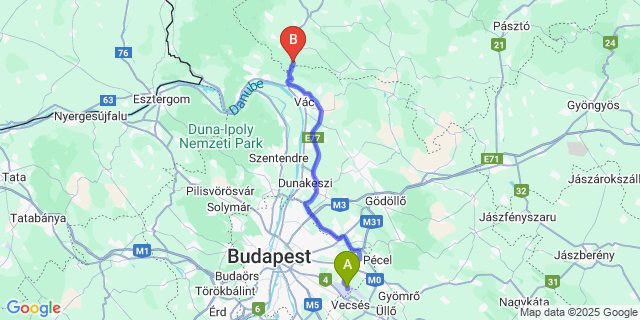 Map: Budapest Airport (BUD), Ferihegy, Liszt Ferenc to Szendehely