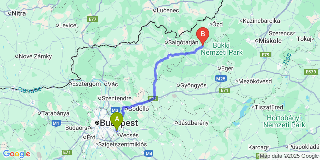 Map: Budapest Airport (BUD), Ferihegy, Liszt Ferenc to Szentdomonkos