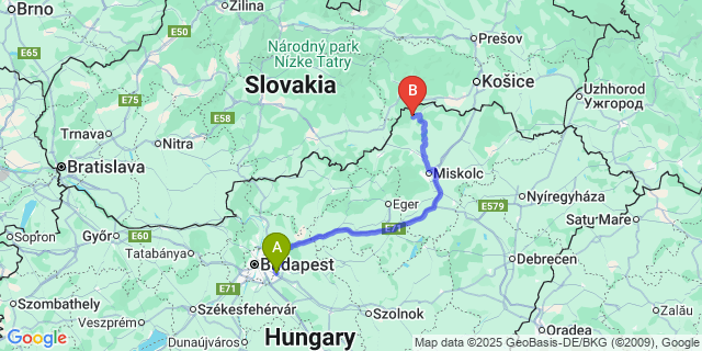 Map: Budapest Airport (BUD), Ferihegy, Liszt Ferenc to Szinpetri