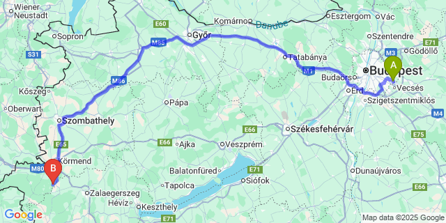 Map: Budapest Airport (BUD), Ferihegy, Liszt Ferenc to Szőce