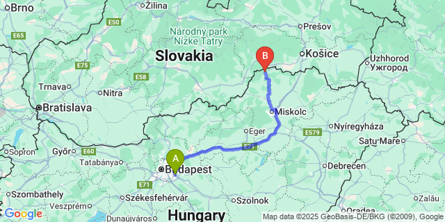 Map: Budapest Airport (BUD), Ferihegy, Liszt Ferenc to Szögliget