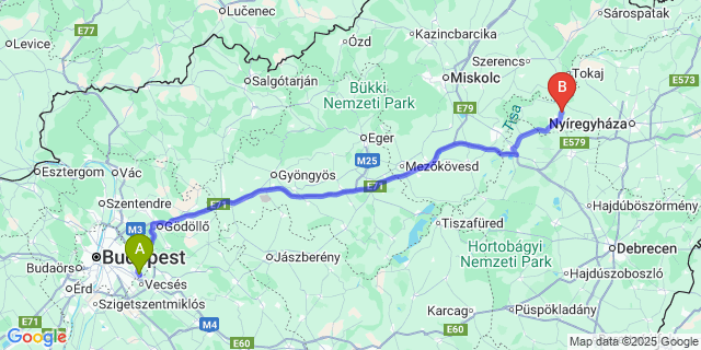 Map: Budapest Airport (BUD), Ferihegy, Liszt Ferenc to Szorgalmatos