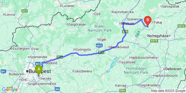 Map: Budapest Airport (BUD), Ferihegy, Liszt Ferenc to Taktabáj