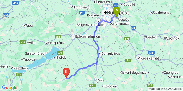 Map: Budapest Airport (BUD), Ferihegy, Liszt Ferenc to Tamási