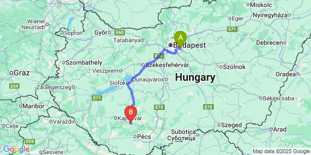 Map: Budapest Airport (BUD), Ferihegy, Liszt Ferenc to Tarrós