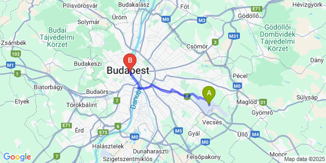 Map: Budapest Airport (BUD), Ferihegy, Liszt Ferenc to The Ritz-Carlton, Budapest