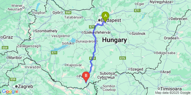 Map: Budapest Airport (BUD), Ferihegy, Liszt Ferenc to Töttös