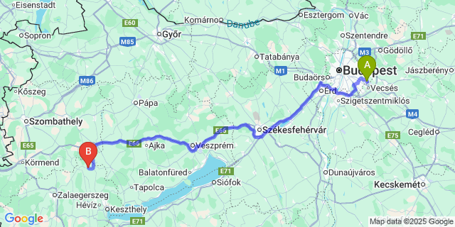 Map: Budapest Airport (BUD), Ferihegy, Liszt Ferenc to Türje