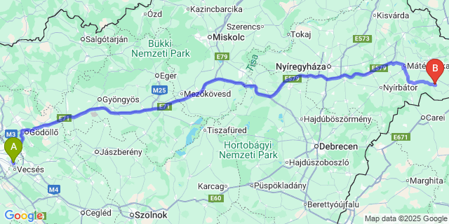 Map: Budapest Airport (BUD), Ferihegy, Liszt Ferenc to Tyukod