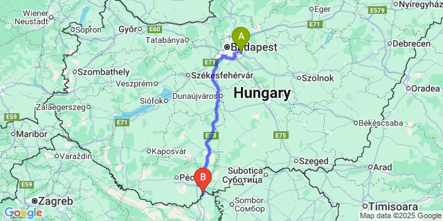 Map: Budapest Airport (BUD), Ferihegy, Liszt Ferenc to Udvar