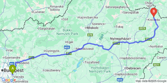 Map: Budapest Airport (BUD), Ferihegy, Liszt Ferenc to Újkenéz