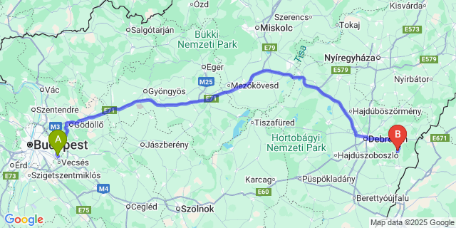 Map: Budapest Airport (BUD), Ferihegy, Liszt Ferenc to Újléta