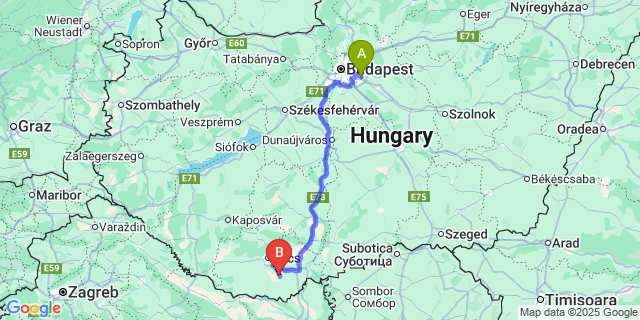Map: Budapest Airport (BUD), Ferihegy, Liszt Ferenc to Újpetre
