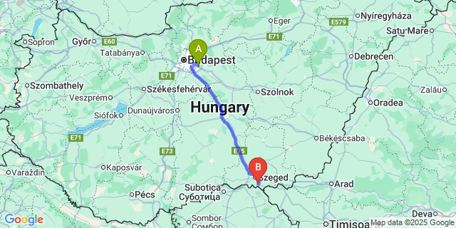 Map: Budapest Airport (BUD), Ferihegy, Liszt Ferenc to Újszentiván