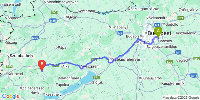 Map: Budapest Airport (BUD), Ferihegy, Liszt Ferenc to Ukk