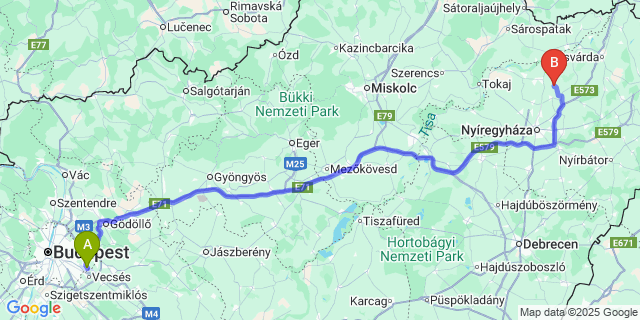Map: Budapest Airport (BUD), Ferihegy, Liszt Ferenc to Vasmegyer