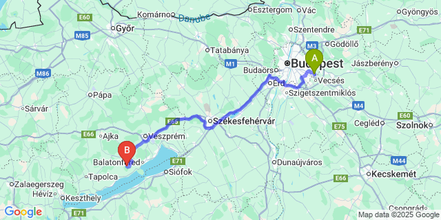 Map: Budapest Airport (BUD), Ferihegy, Liszt Ferenc to Vászoly