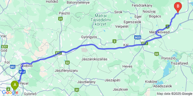 Map: Budapest Airport (BUD), Ferihegy, Liszt Ferenc to Vatta