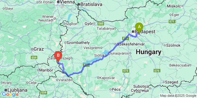 Map: Budapest Airport (BUD), Ferihegy, Liszt Ferenc to Velemér