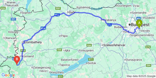 Map: Budapest Airport (BUD), Ferihegy, Liszt Ferenc to Viszák