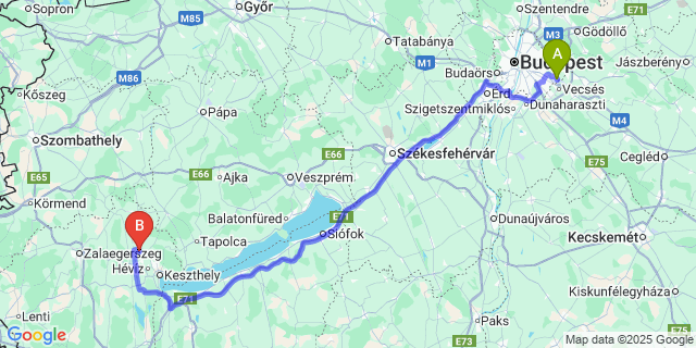 Map: Budapest Airport (BUD), Ferihegy, Liszt Ferenc to Zalaköveskút