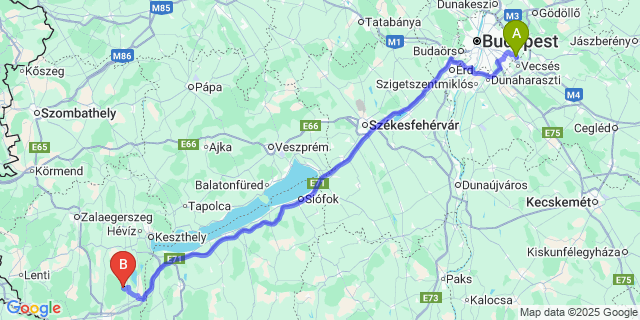 Map: Budapest Airport (BUD), Ferihegy, Liszt Ferenc to Zalamerenye