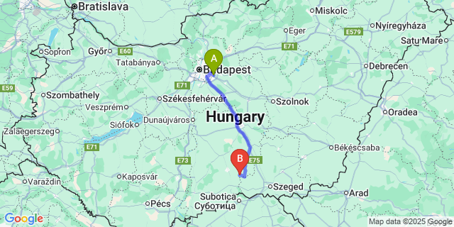 Map: Budapest Airport (BUD), Ferihegy, Liszt Ferenc to Zsana